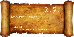 Krausz Fedor névjegykártya